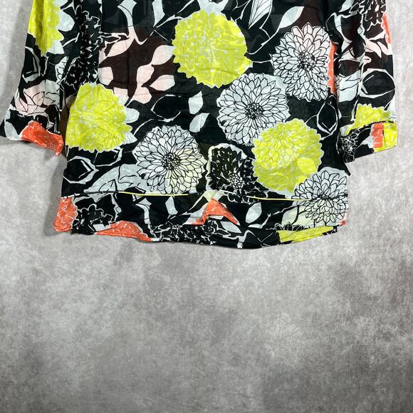 Lafayette 148 Blouse Womens Size 4 Multicolor Floral‎ 3/4 Sleeves V-Neck Casual - Picture 3 of 9
